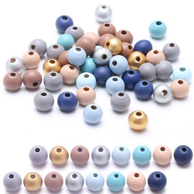 DAHI 400pcs Colorful Wooden Beads 12mm Wood Bead Round Blue Wooden Beads Assorted Color Natural Wooden Bead for DIY Jewelry Making12mm