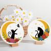 ORIGACH 4 Pack Cat Moon Embroidery Kits for Beginners, DIY Starter Hand Embroidery Kit with Moon Floral Patterns and Instructions view 4