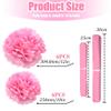 Hocansen 12Pcs Tissue Paper Pompoms 10in+12in Paper Pom Poms Flowers Fluffy Paper Flower Ball for Wall Party Hanging Decoration (RQH/Pink) view 2