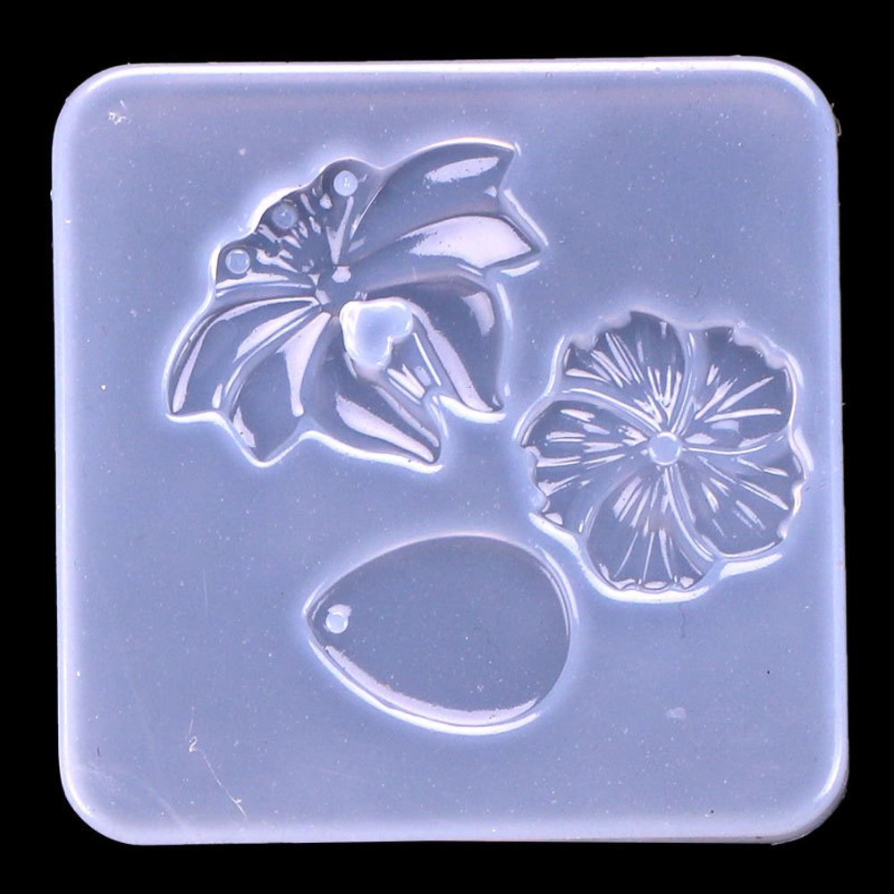 QMIQMI Resin Mold Mirror Crystal Flower Butterfly Shell Tag Flower Drop Glue Silicone Mould Headwear Brooch Jewelry Accessories 2Pcs C