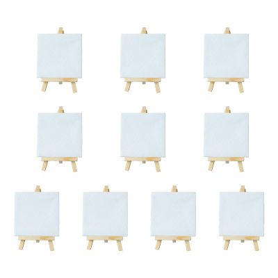 Tyenaza Mini Easel Stand, 10Pcs Adjustable Slope Mini Wood Display Easel with Frame for Oil Painting DIY