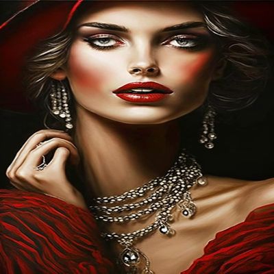 DIY Diamond Painting Kits Red Lip Beauty - Character Image Full Circle Gemstone Crystal Diamond Art Crafts for Adults, Best Choice for Wall Decor & Bedroom Decor As Gifts (16 X 24 Inch)