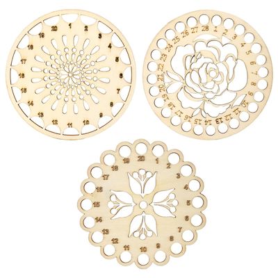 Honbay 3PCS Wooden Embroidery Floss Organizer Cross Stitch Floss Holder Wooden Board Sewing Floss Accessories with Holes for Craft DIY Sewing Storage (3 Style)