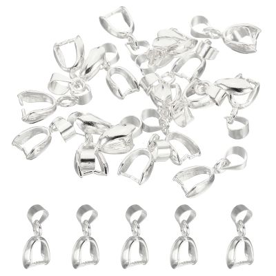 PATIKIL Pendant Bail Clips, 20Pcs 6x17mm Metal Pendant Connector Clasp Buckle for Jewelry Making Findings Earring Bracelets DIY Crafting, Silver White