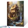 Tucocoo Rustic Cabin Paint by Number for Adults, DIY Digital Oil Painting Kits on Canvas with Brushes and Acrylic Pigment Forest Waterwheel Waterfall Picture for Home Decor Gift 16x20inch (Frameless) view 3