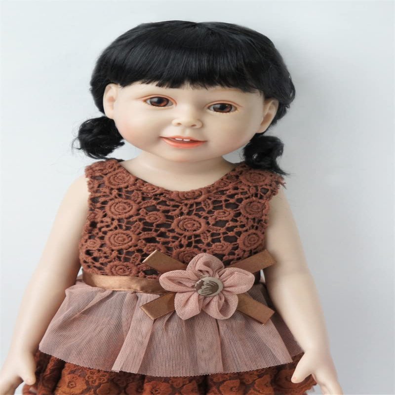 JD571 11-12inch 28-30CM Mini Curly Short Braids Ponytail Synthetic Mohair Doll Wigs (Black)