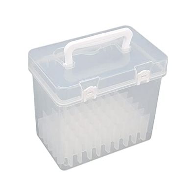 Clear Marker Pens Storage Case Empty Fittings Organizor Craft Pen Holder Portable with Grids Durable Art for School Study Home Desk Office (60 Grids)