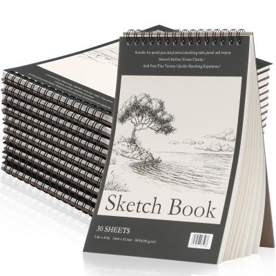 Jexine 40 Pcs 5.5'' x 8.5'' Top Spiral Bound Sketch Book 30 Sheet Each(68lb/100gsm), Sketching Drawing Pad Bulk Artist Sketch Pad Drawing Paper Art Sketchbook for Painting (Tree)