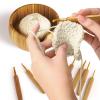 Wooden Yarn Bowl Holder, Craft Knitting Bowl with 8pcs Metal Crochet Hooks, 7.9''Large Yarn Holder Dispenser Yarn Storage Bowls, for Knitters & Crocheters (Bamboo 7.9 inch) view 2