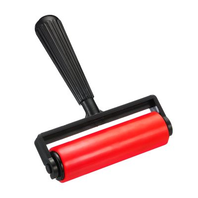 PATIKIL 4.5 Inch Rubber Roller Brayer Tools, Anti Skid Hard Rubber Roller for Wallpaper Art Craft Printing Printmaking Ink Stamping Tape Construction, Red