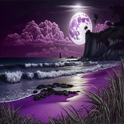 Diamond Painting Kits Purple Night - DIY Diamond Painting Full Round Diamond Gemstone Crystal Art Cross Stitch Kit, for Adult, for Wall Decor & Bathroom Decor Gifts (16 X 20 Inch)