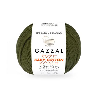 3 Pack (Skein) Gazzal Baby Cotton XL, 50% Soft Cotton 50% Acrylic, Each Ball 1.76 Oz (50g) / 114 Yards (105m), DK- Worsted, Knitting Yarn, Amigurumi Yarn, Baby Yarn, 3463