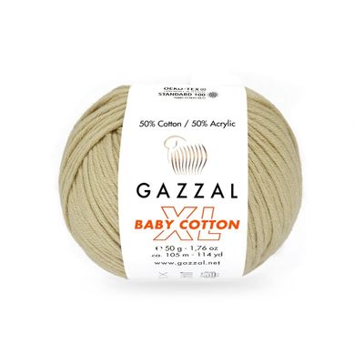 2 Pack (Skein) Gazzal Baby Cotton XL, 50% Soft Cotton 50% Acrylic, Each Ball 1.76 Oz (50g) / 114 Yards (105m), DK- Worsted, Knitting Yarn, Amigurumi Yarn, Baby Yarn, 3464