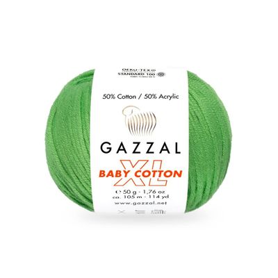 2 Pack (Skein) Gazzal Baby Cotton XL, 50% Soft Cotton 50% Acrylic, Each Ball 1.76 Oz (50g) / 114 Yards (105m), DK- Worsted, Knitting Yarn, Amigurumi Yarn, Baby Yarn, 3448
