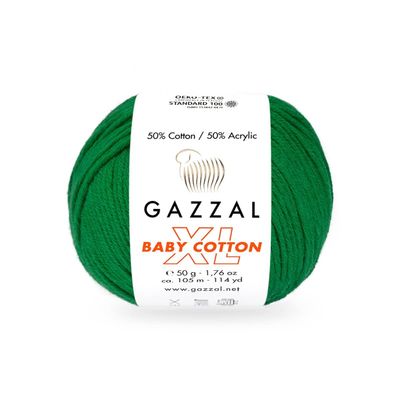3 Pack (Skein) Gazzal Baby Cotton XL, 50% Soft Cotton 50% Acrylic, Each Ball 1.76 Oz (50g) / 114 Yards (105m), DK- Worsted, Knitting Yarn, Amigurumi Yarn, Baby Yarn, 3456