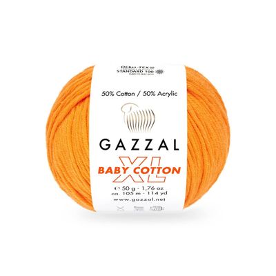 4 Pack (Skein) Gazzal Baby Cotton XL, 50% Soft Cotton 50% Acrylic, Each Ball 1.76 Oz (50g) / 114 Yards (105m), DK- Worsted, Knitting Yarn, Amigurumi Yarn, Baby Yarn, 3416