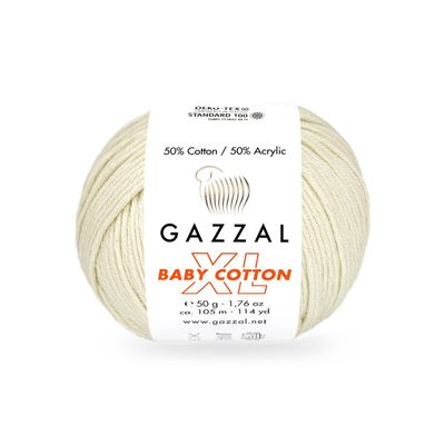 3 Pack (Skein) Gazzal Baby Cotton XL, 50% Soft Cotton 50% Acrylic, Each Ball 1.76 Oz (50g) / 114 Yards (105m), DK- Worsted, Knitting Yarn, Amigurumi Yarn, Baby Yarn, 3437