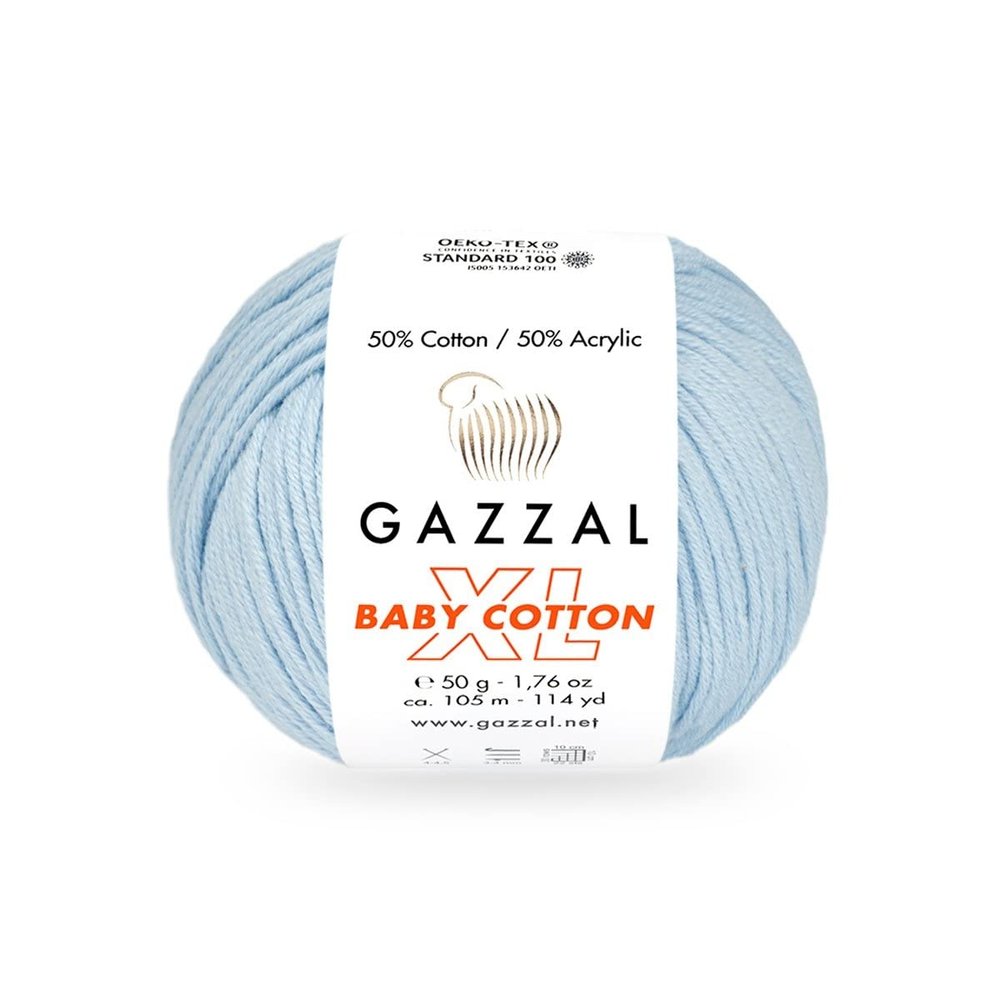 10 Pack (Skein) Gazzal Baby Cotton XL, 50% Soft Cotton 50% Acrylic, Each Ball 1.76 Oz (50g) / 114 Yards (105m), DK- Worsted, Knitting Yarn, Amigurumi Yarn, Baby Yarn, 3429