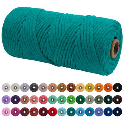 JeogYong Single Strand Macrame Cord 4mm x 109 Yards (328 Feet) Soft Cotton Rope Macrame Yarn 4 mm Macrame Cord, Macrame Supplies for Crafts Wall Hangings Plant Hangers Decorations (Lake Green)