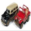 CJ-5 Renegade (Dirty Version) Red and 1950 Chevy Suburban 3100 (Dirty Version) Black Set of 2 Pieces 1/64 Diecast Model Cars by Johnny Lightning JLPK006-OFFROAD view 1