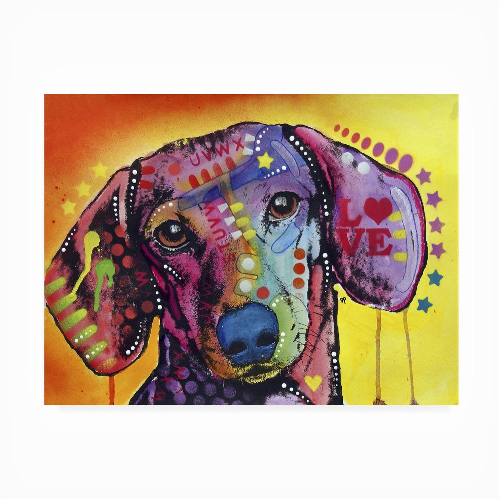 Trademark Fine Art Dean Russo 'Tilt Dachshund Love' Outdoor Canvas 18x24