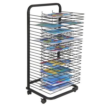 CMMC Mobile Art Drying Rack for Home or Classroom Use, Keep Artwork Protected While Drying, Space Saving Rack, Sturdy Paint Drying Rack with Lockable Wheels (Size : 25-Layer)