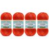 TROYARN Summer (4- Skeins Pack) Silk Effect Hand Knitting Yarn Crochet Art Lace Craft 100% Microfiber Acrylic 4x100 gr (4x383 yds) (105037 - Orange) view 1