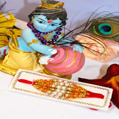 Rakhi for Brother | Rakhi Set of 12 for Brother | Rakhee Bracelet on Festival of Raksha Bandhan for Brothers | Made by fine Threads Rudraksha Kundan Multicolored Stones & Pearls