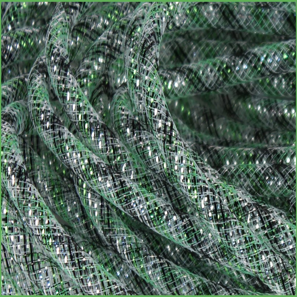 Black, Silver and Lime Green Metallic Foil Flex Tubing, 8mm x 30 Yards
