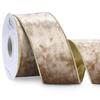 Ribbli Camel Velvet Wired Ribbon 2.5 Inch Metallic Khaki Gold Crushed Velvet Christmas Ribbon for Gift Wrapping Christmas Tree Decoration Crafts Wreaths Supplies-Continuous 10 Yards view 1