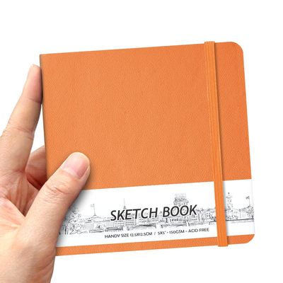 5" x 5" Hardcover Sketch Book,Small Mixed Media Sketch Pad,58 Sheets 150GSM Acid-Free Artist Drawing Paper,Travel Journal Blank Notebook for Adults Painting,Illustration,Art Supplies.Burnt Orange