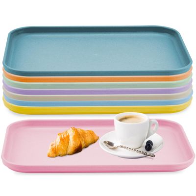 Plastic Art Trays,8 Pack Stackable Activity Tray Crafts Organizer Tray Serving Tray Jewelry Tray for DIY Projects, Painting, Beads, Organizing Supply,8 Color (15 x 10.6 Inches)