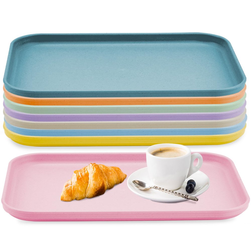 Plastic Art Trays,8 Pack Stackable Activity Tray Crafts Organizer Tray Serving Tray Jewelry Tray for DIY Projects, Painting, Beads, Organizing Supply,8 Color (15 x 10.6 Inches)