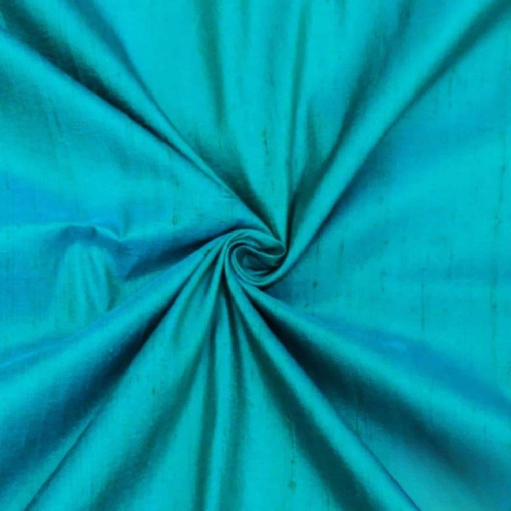 Fabric Mart Direct Peacock Green Blue Silk Dupioni Fabric By The Yard, 3 Continuous Yards 41 inches Width Slubbed Dupioni Silk Solid Color Blue Combination Fabric, Wholesale Combination Upholstery