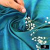 Fabric Mart Direct Peacock Green Blue Silk Dupioni Fabric By The Yard, 3 Continuous Yards 41 inches Width Slubbed Dupioni Silk Solid Color Blue Combination Fabric, Wholesale Combination Upholstery view 2