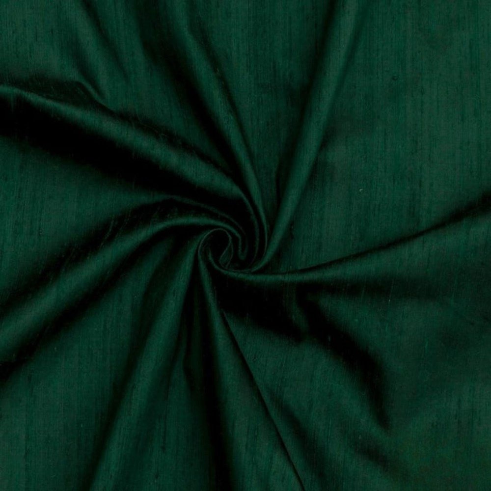 Fabric Mart Direct Bottle Green 100% Pure Silk Dupioni Fabric By The Yard, 14 Continuous Yards 41 inches Width Pure Raw Silk Solid Color Green Wholesale Upholstery Silk Fabric