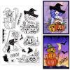 ORIGACH Halloween Pumpkin Witch Clear Stamps, Witch Trick or Treat Reusable Transparent Silicone Stamps for Halloween Card Making DIY Scrapbooking, 6.3x4.3inches view 1