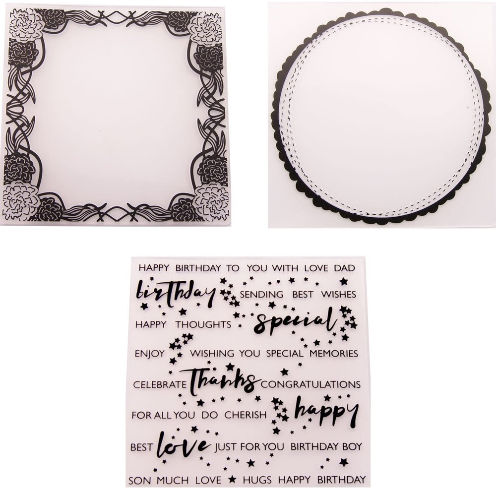 BPILOT 3 Piece 5.7 x5.7 Plastic 3D Texture Impression Embossed Folder Suitable for Scrapbooking,Photo Album Decoration,Wedding Arrangement,Greeting Cards. (Size : 10)