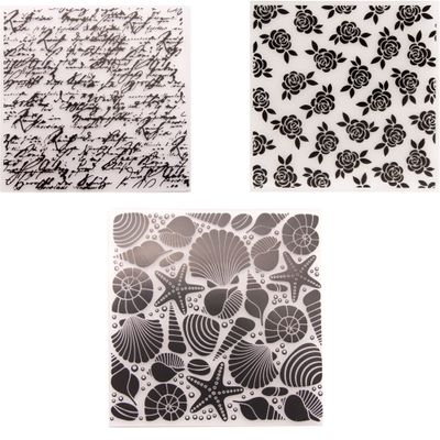 BPILOT 3 Piece 5.7 x5.7 Plastic 3D Texture Impression Embossed Folder Suitable for Scrapbooking,Photo Album Decoration,Wedding Arrangement,Greeting Cards. (Size : 1)