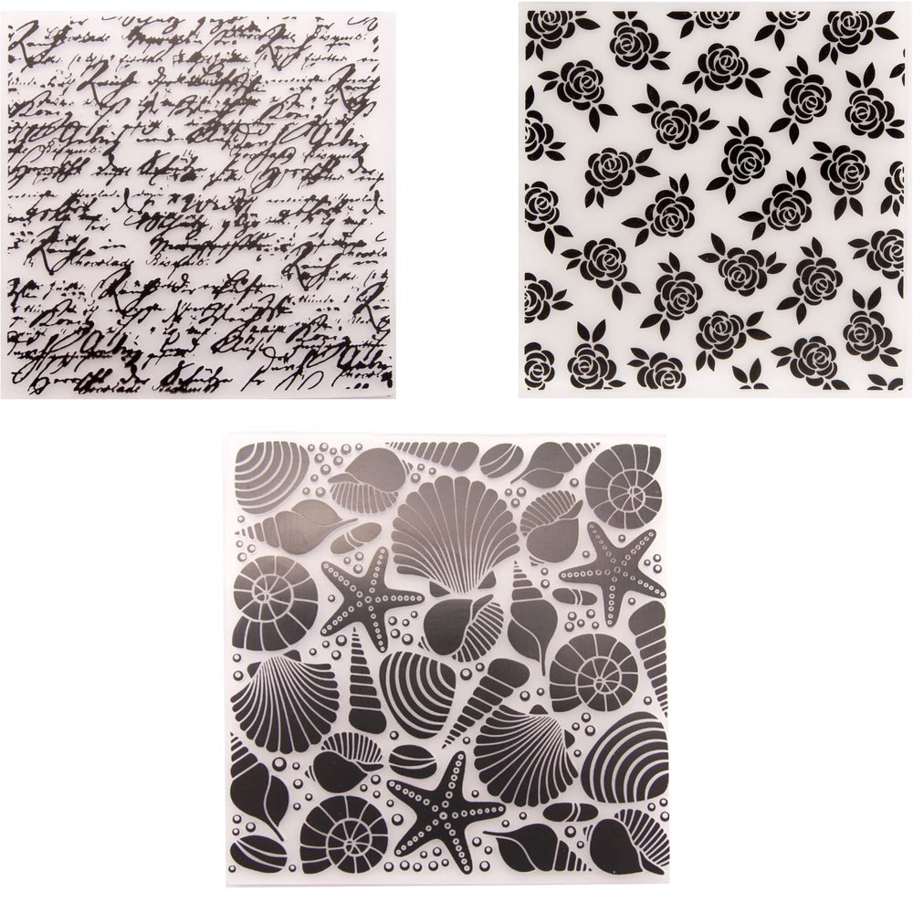 BPILOT 3 Piece 5.7 x5.7 Plastic 3D Texture Impression Embossed Folder Suitable for Scrapbooking,Photo Album Decoration,Wedding Arrangement,Greeting Cards. (Size : 1)