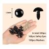 Zhbrchz 320pcs Include 160pcs 12mm Black Plastic Safety Eyes Crafts Safety Eyes with 160pcs Washers for Amigurumi Crochet Bears Stuffed Animals Doll Making view 2