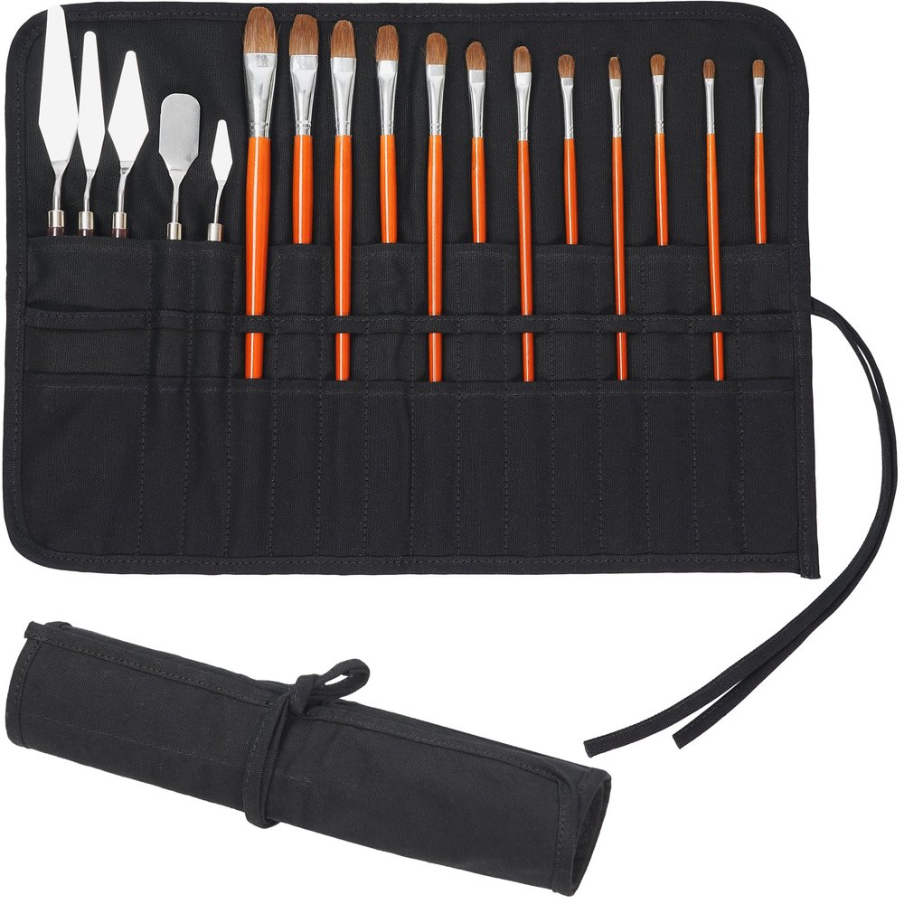 ECHSRT Paint Brush Holder Roll Up Case Storage for Artist Acrylic Oil Watercolor, Holders and Organizers 30 SlotsBlack