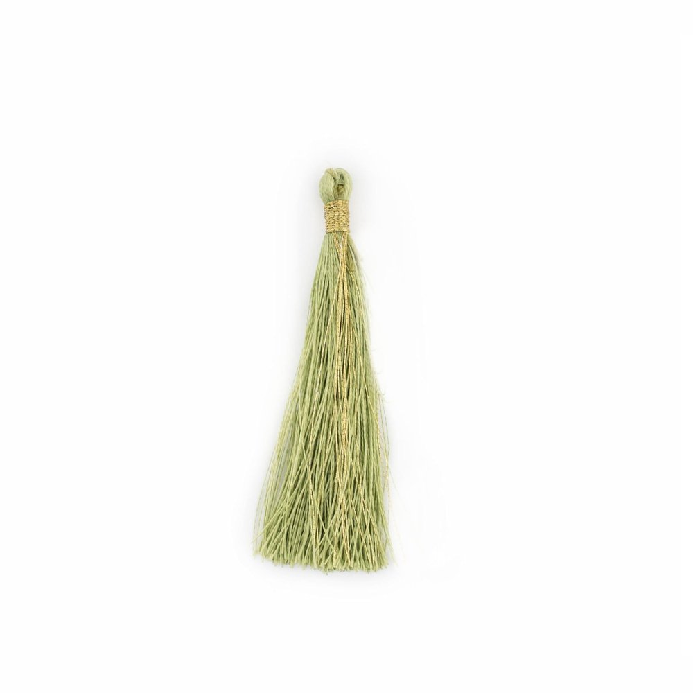 The Bead Chest Light Green 6cm Silk Tassels (5 Pack)