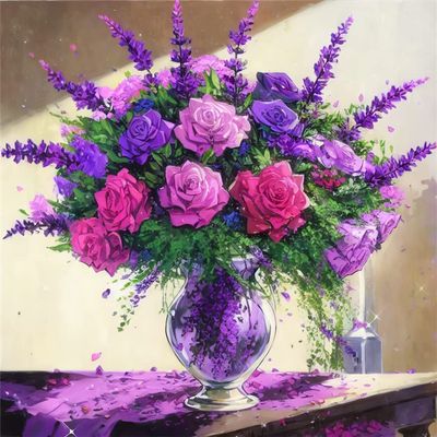 Purple Lavender Cross Stitch Kits for Adults Beginners Pre-Printed Pattern 11CT DIY Embroidery Easy Needlepoint Kits Personalized Gifts for Home Decor 16x20inch
