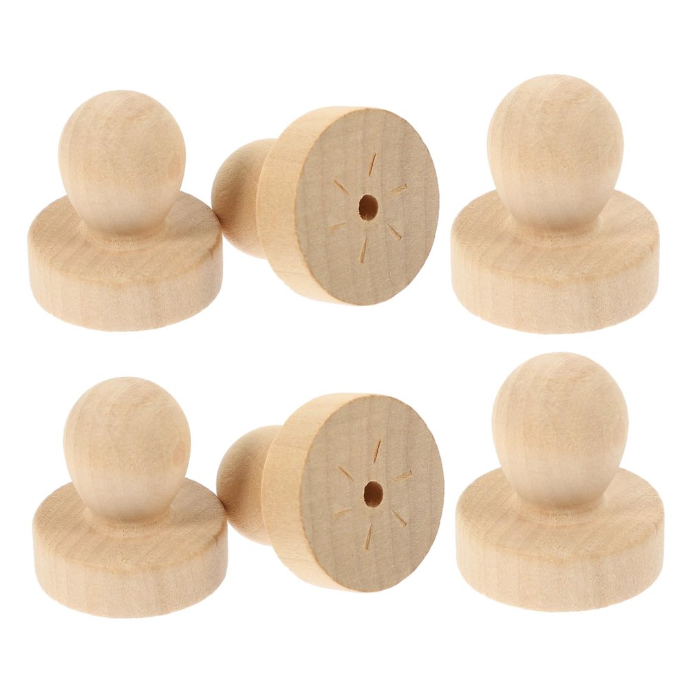 EXCEART 6pcs Wooden Stamp Handles for Scrapbooking Invitations Smoothly Polished Wax Seal Stamps Wood Material Comfortable Grip for -Term Use