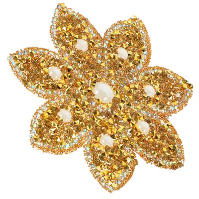 EXCEART Rhinestone Flower Shaped Patch Iron Applique for Wedding Dress Embellishment and Lightweight for Clothes Bags Backpacks and More