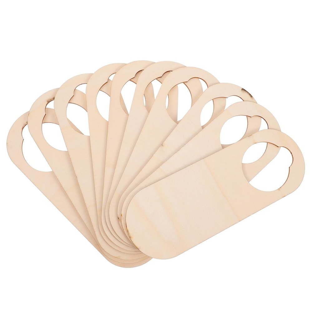 HOMSFOU 10pcs Unfinished Wood Door Knob Hangers Blank Natural Wooden Door Knob Signs Knob Hangers Plaque Cutouts Easy to Paint Arts and Crafts for Home Office