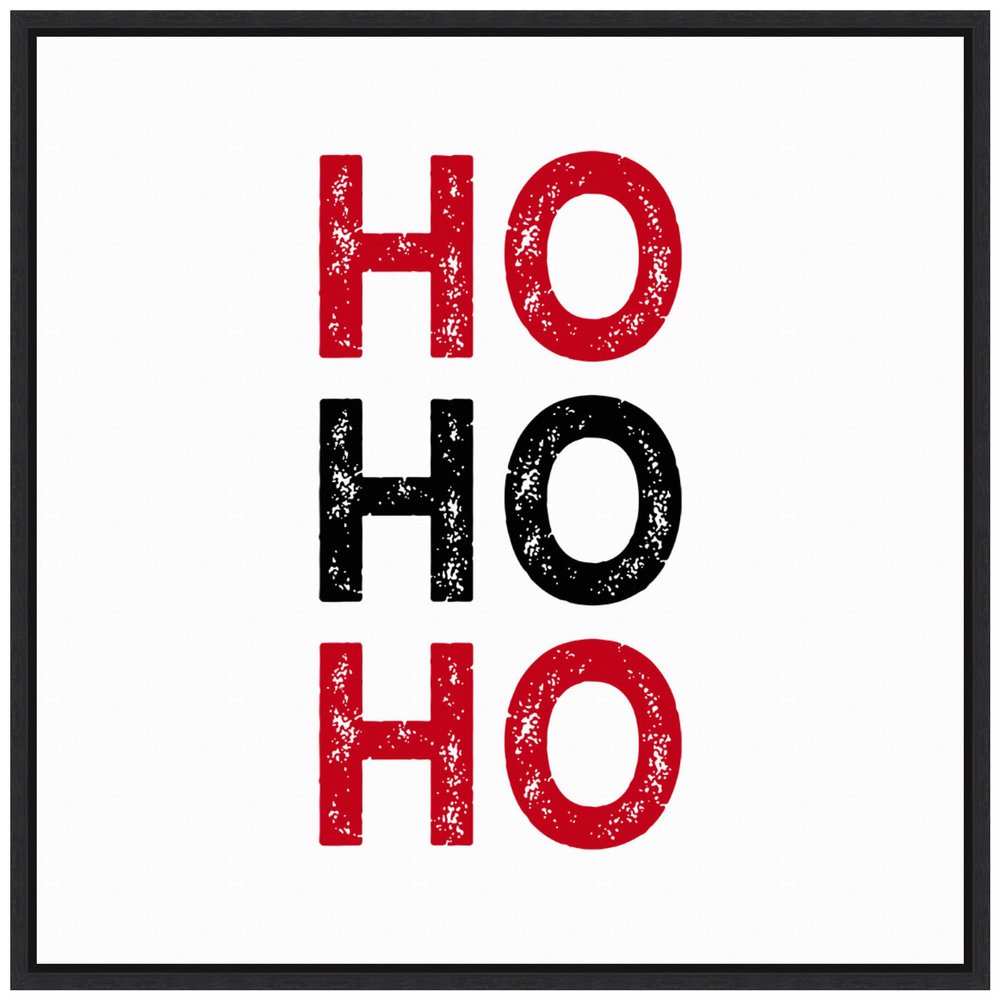 Amanti Art Framed Canvas Wall Art 30x30 Ho Ho Ho Red Black Portfolio, Framed Wall Art Canvas, Holidays Artwork, Modern Decor, Large Poster Painting for Living Room, Bedroom, Bathroom,