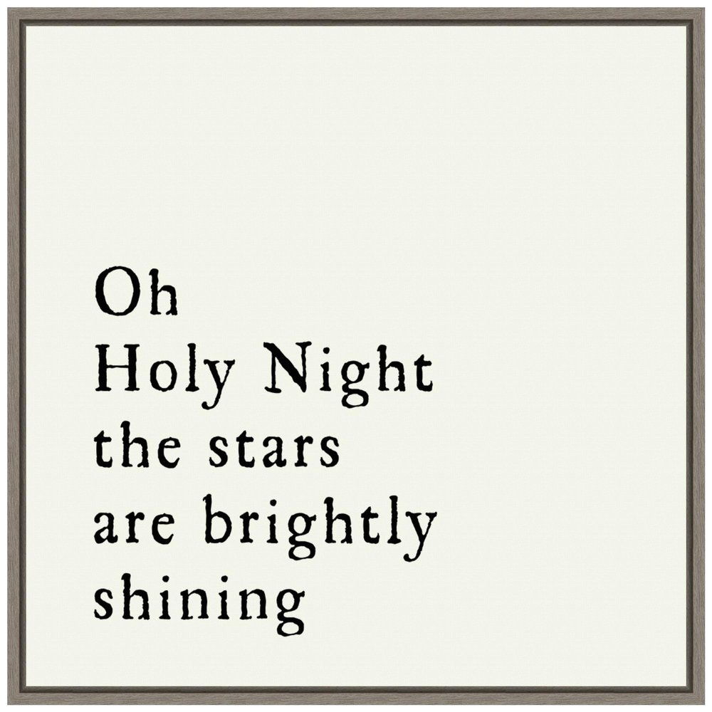 Amanti Art Framed Canvas Wall Art 30x30 Oh Holy Night Portfolio, Framed Wall Art Canvas, Typography Artwork, Country Rustic Decor, Large Poster Painting for Living Room, Bedroom,