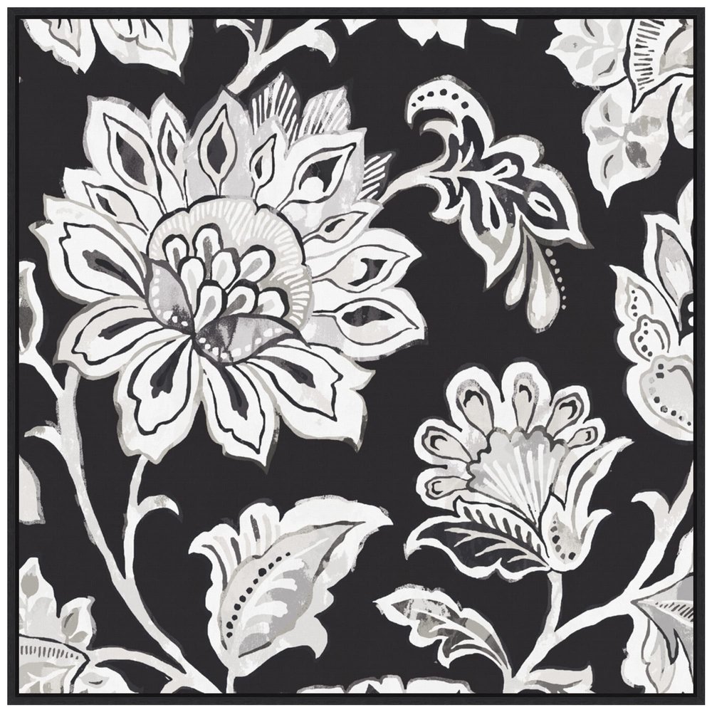 Amanti Art Framed Canvas Wall Art 30x30 Ceylon Gardens III BW by Wild Apple Portfolio, Framed Wall Art Canvas, Flowers Artwork, Modern Decor, Large Poster Painting for Living Room, Bedroom, Bathroom,